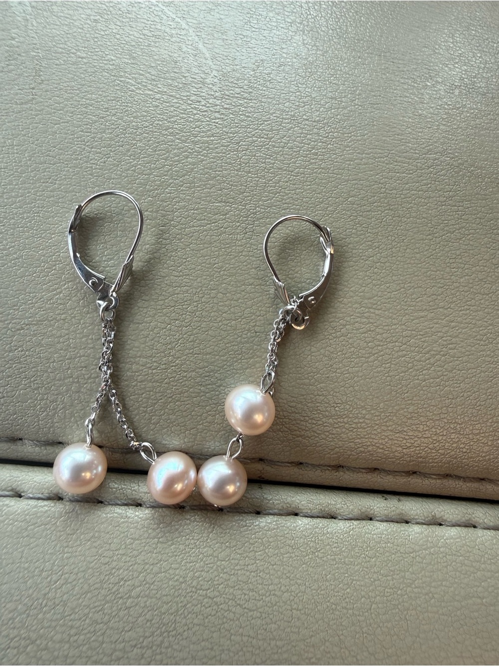14k White Gold Pink Pearl Bracelet/Earring Set - Picture 3 of 3